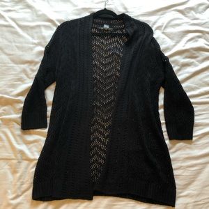 Black cardigan, mid length